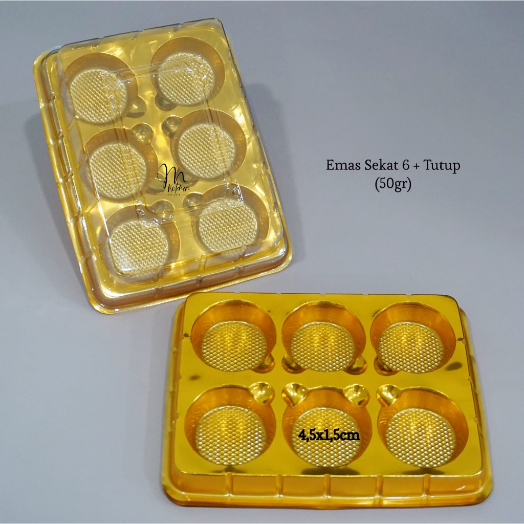 Mika Mooncake Gold Sekat 6 + Tutup (50gr) / Mika Cokelat