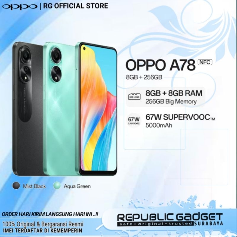 HP Oppo A78 4G RAM8/256GB Segel 100% Original &amp; Garansi Resmi Oppo Indonesia
