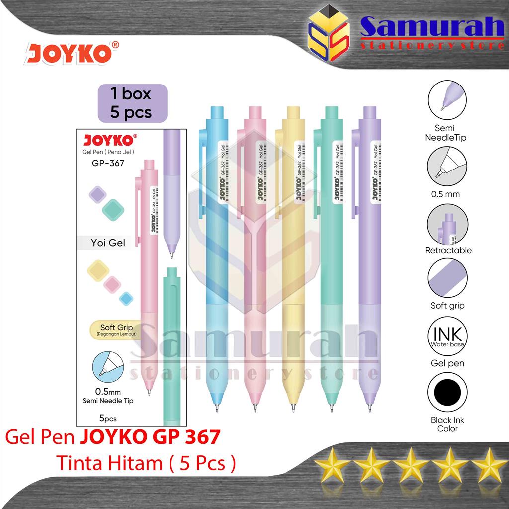 

Gel Pen Joyko Yoi Gel GP 367 Case Pastel / Gelpen Yoi GP367 0.5 mm Cetek ( 5 Pcs ) Tinta Warna Hitam