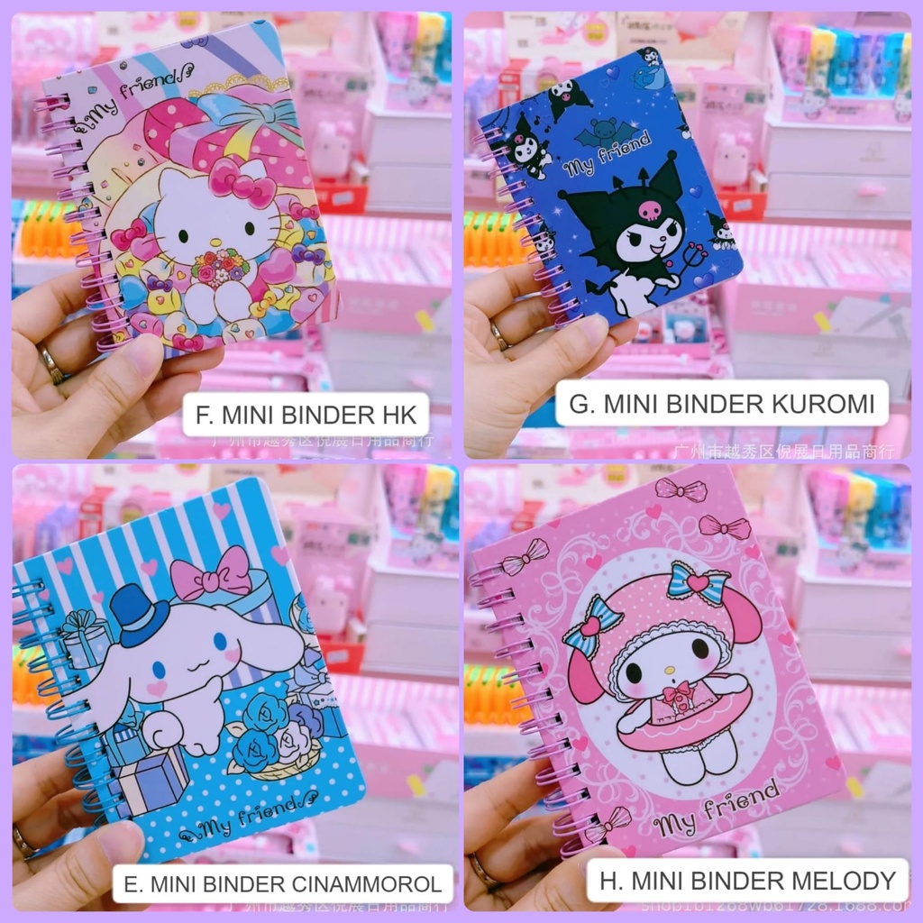

GS - Grosir - MINI BINDER BUKU | DIARY BOOK | DIARY MINI CINNAMOROLL | CINNAMOROLL | MY MELODY | KUROMI | BINDER BOOK POMPOMPURIN | SCRAPBOOK KUROMI | HELLO KITTY DIARY | BUKU CATATAN KECIL SANRIO | BUKU JURNAL KECIL | NOTE BOOK | BINDER NOTEBOOK