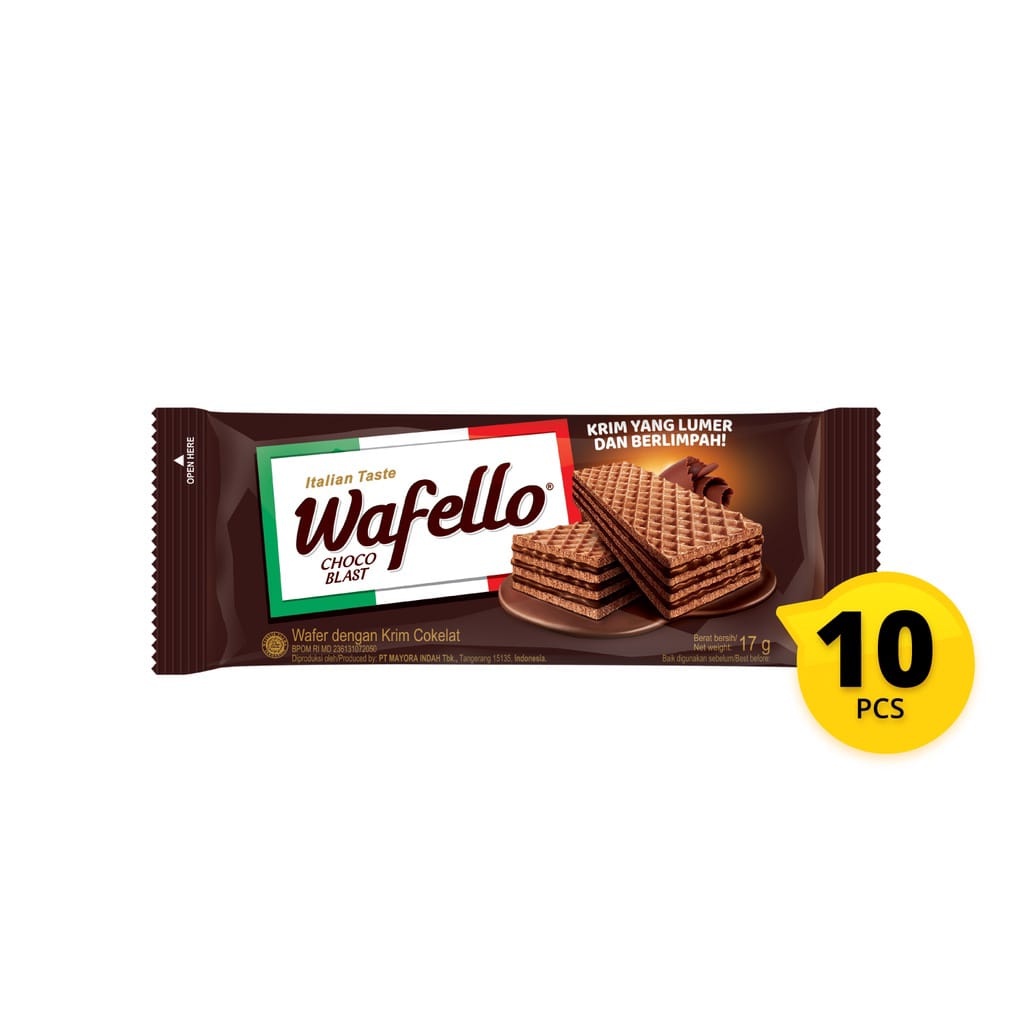 

WAFELLO 17GR X 10PC WAFER COKLAT / BUTTER CARAMEL / COCONUT