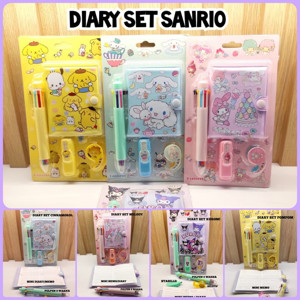 

GS - Grosir - DIARY SET SANRIO | MINI DIARY SET ALAT TULIS SANRIO | SANRIO | ALAT TULIS KUROMI | SET MEMO CINAMORROL | MEMO SET KUROMI | POMPOMPURIN | MY MELODY | DIARY SANRIO | SET DIARY | LUCU VIRAL MURAH UNIK