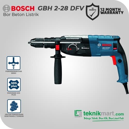 Bosch Rotary Hammer / Bor Beton Listrik 28mm GBH 2-28 DFV BUNDLING