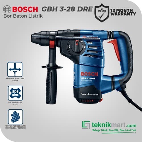 Bosch Rotary Hammer / Bor Beton Listrik 28mm GBH 3-28 DRE BUNDLING