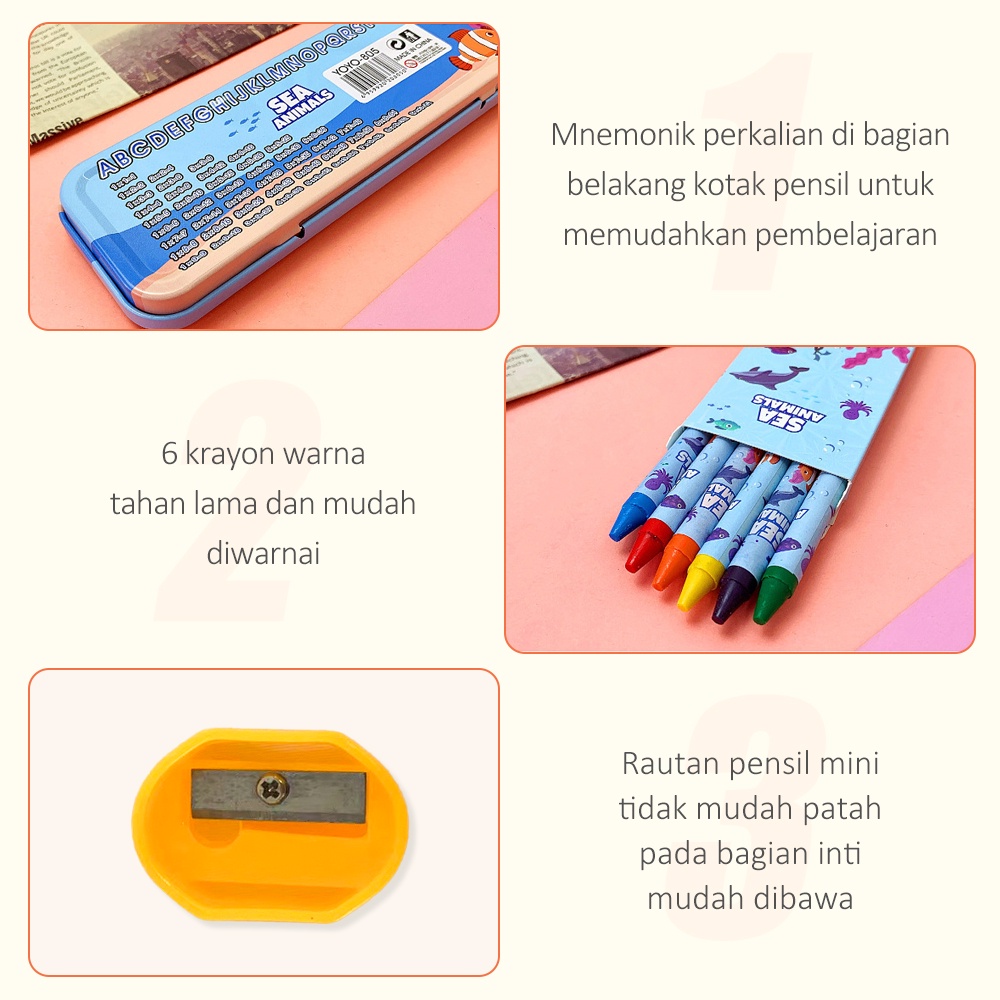 JCHO Kotak Pensil Anak Stationary Set Lengkap Alat Tulis Kotak Pensil Lucu Karakter