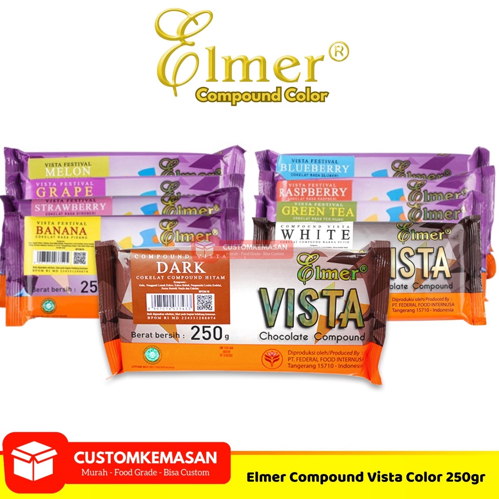 

Elmer Vista Festival 250gr / Elmer Compound Color / Cokelat Batang Rasa Buah / Cokelat Batang Full Color 250gr