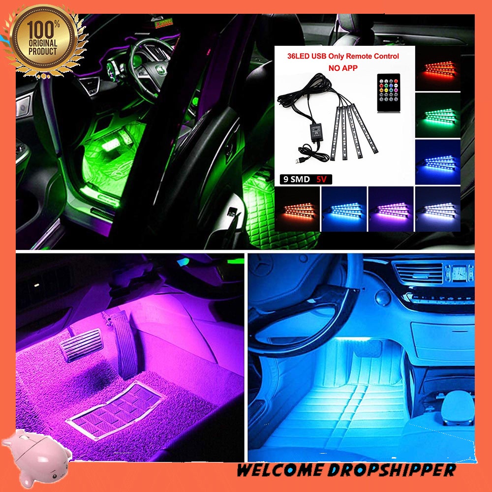 ANMINGPU Lampu LED Strip Mobil RGB Car Light 36 LED USB