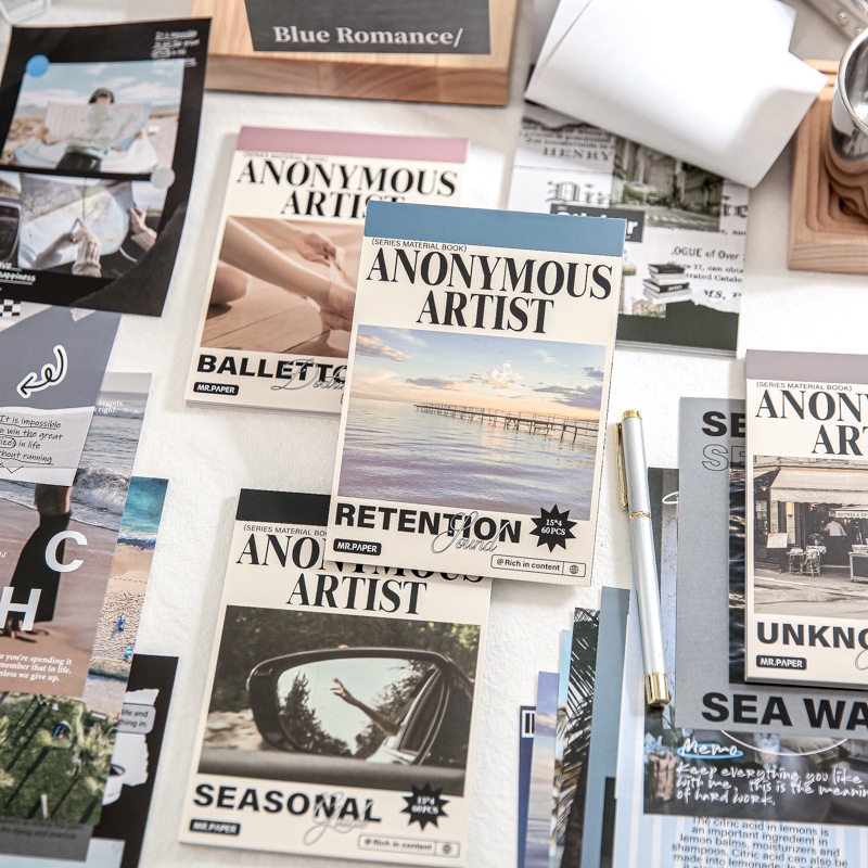 

[HARU] Anonymous Artist Series Material Book Retro Magazine Deco Paper Journaling Papers DIY