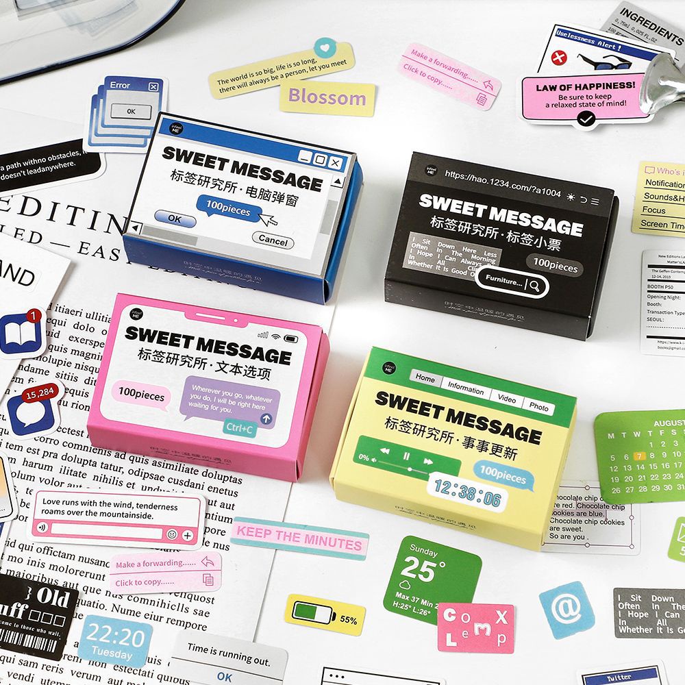 

[HARU] Sweet Message Sticker Box Korean Retro Dialog Creative Handbook Decor Sticker Journal Quote