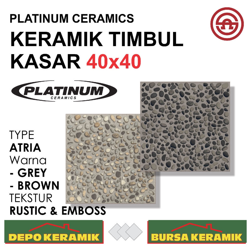 Keramik Kasar 40x40 ATRIA SERIES -PLATINUM- Rustic&amp;Embosed