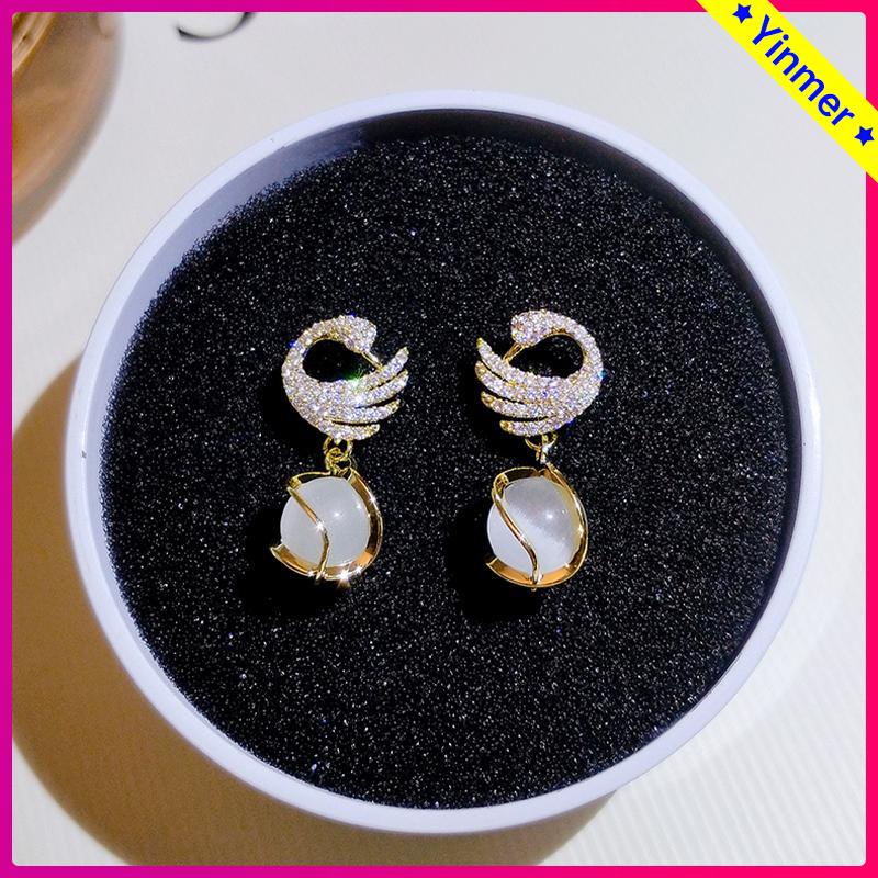 COD✨ Anting angsa berkualitas tinggi Anting opal temperamen yang elegan-Yinmer