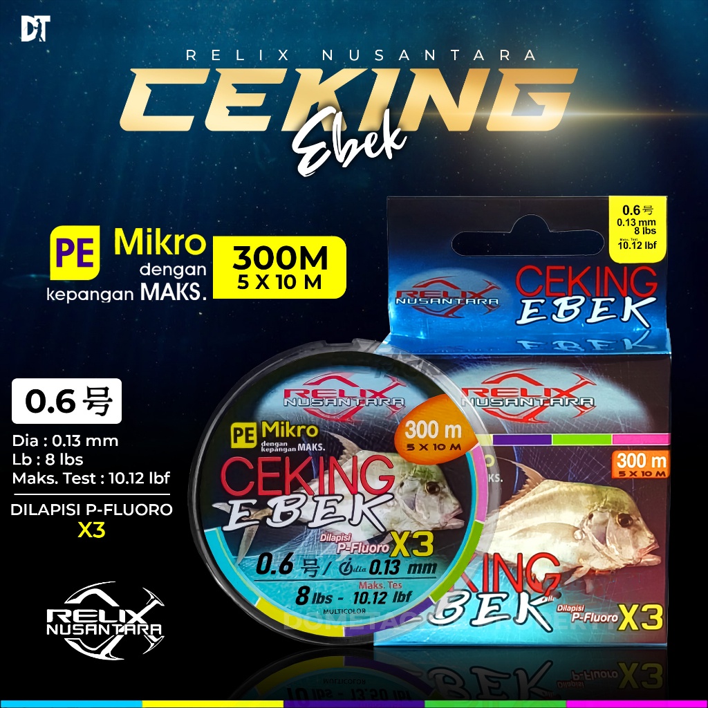 Senar PE Ceking Ebek Relix Nusantara Multicolor 300 M Benang PE Senar Pancing 0.6 0.8 1 1.2 1.5 2.0