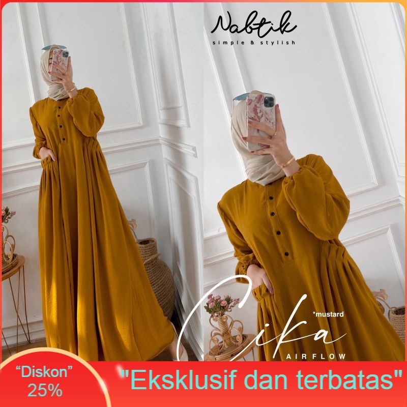 BAJU GAMIS POLOS / CIKA DRESS /DRES CRINGKLE AIRFLOW / DRESS WANITA DEWASA / D'RES KONDANGAN KEKINIA