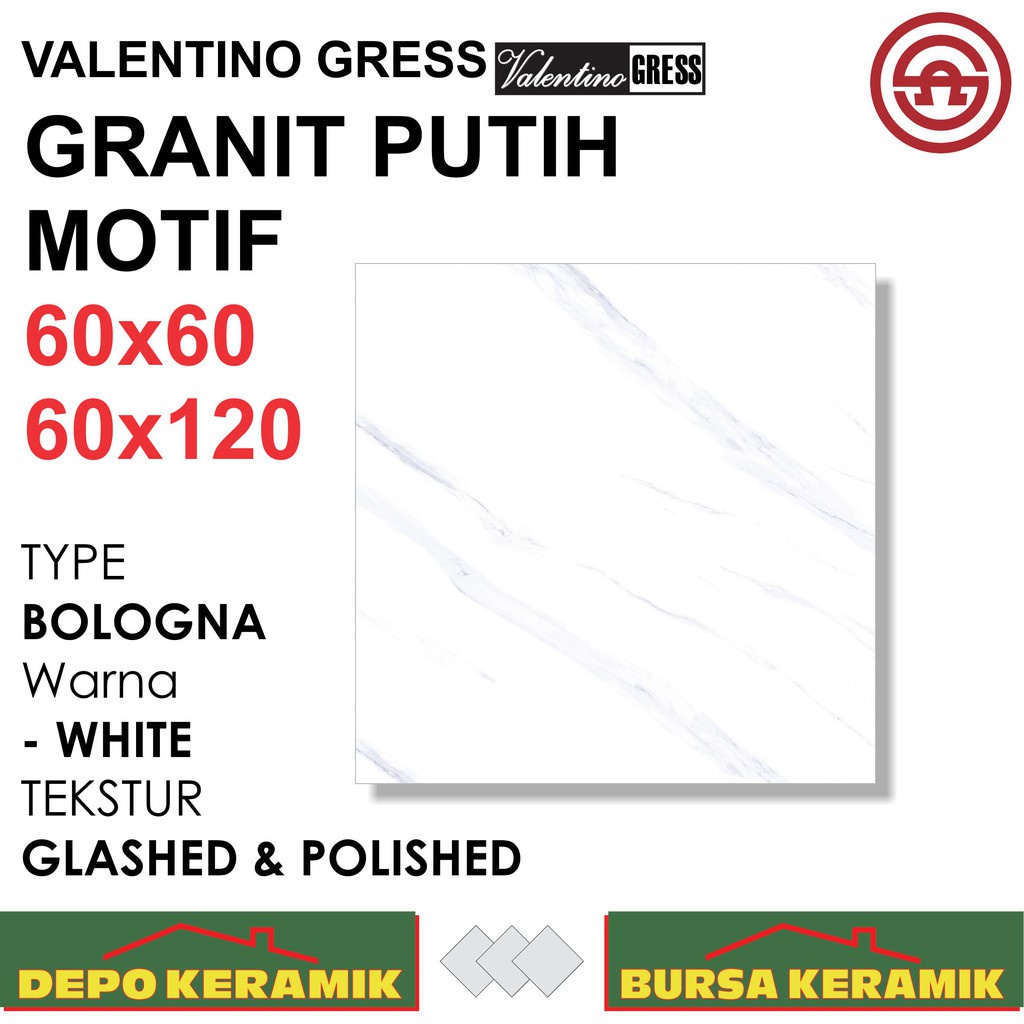 Granit Lantai Putih 60x60 60X120 BOLOGNA WHITE - VALENTINO