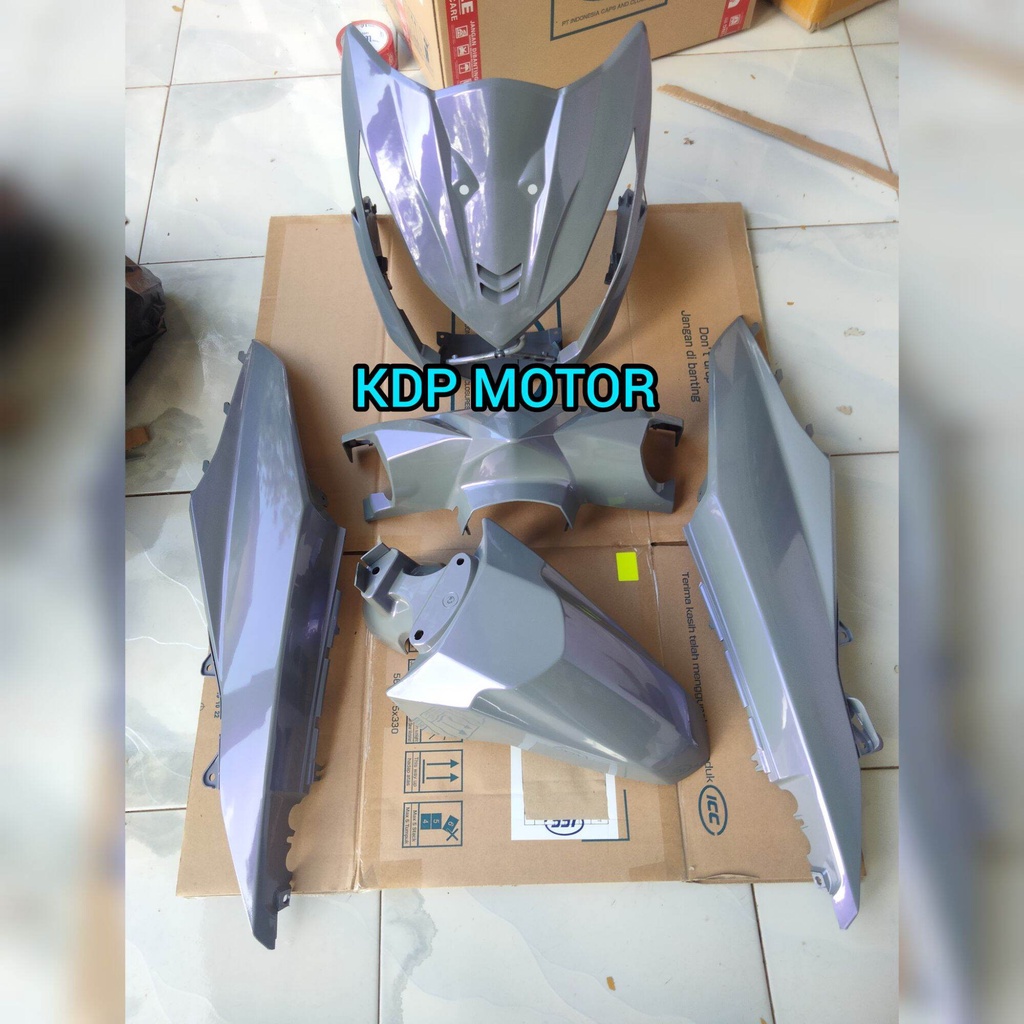 cover full body halus motor Honda beat fi tahun 2013-2014-2015 warna abu-abu lembayung