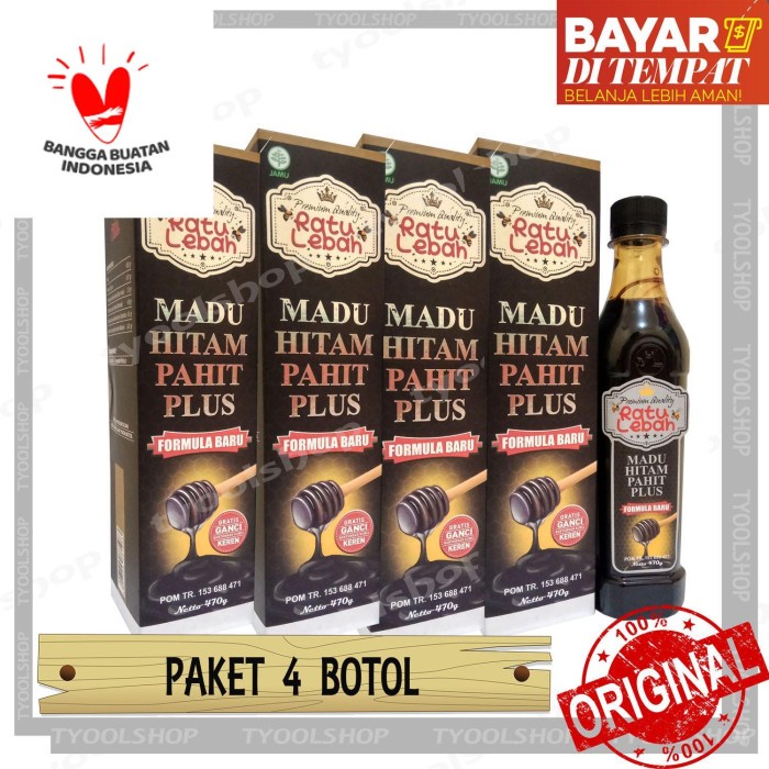 

[ PAKET 4 PCS ] Ratu Lebah Original - Madu Hitam Pahit Propolis 470gr