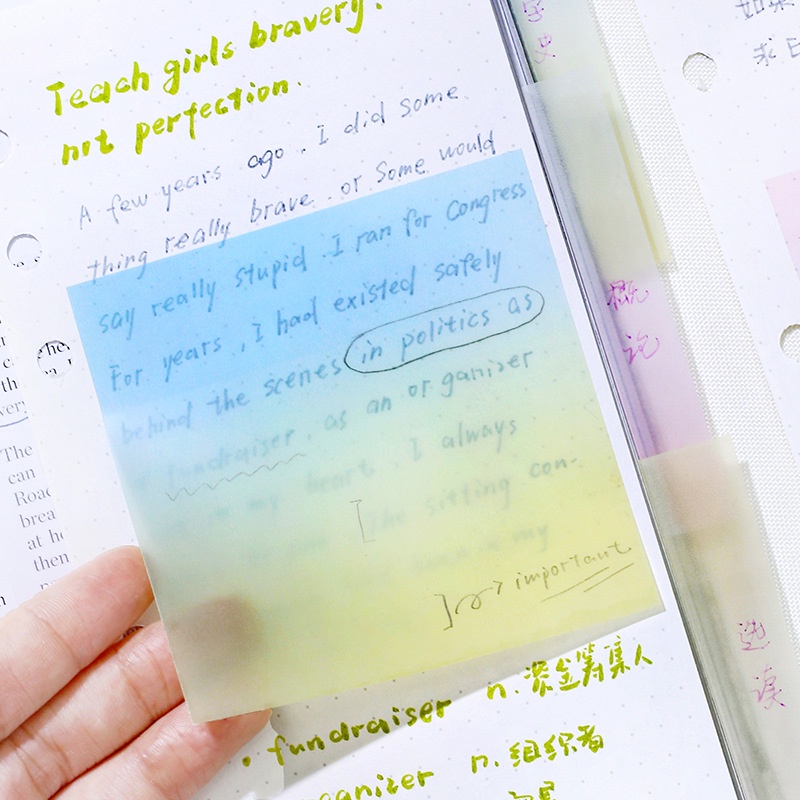 

[HARU] 50lbr Ombre Transparent Sticky Notes 80x80mm Waterproof Memo Pad