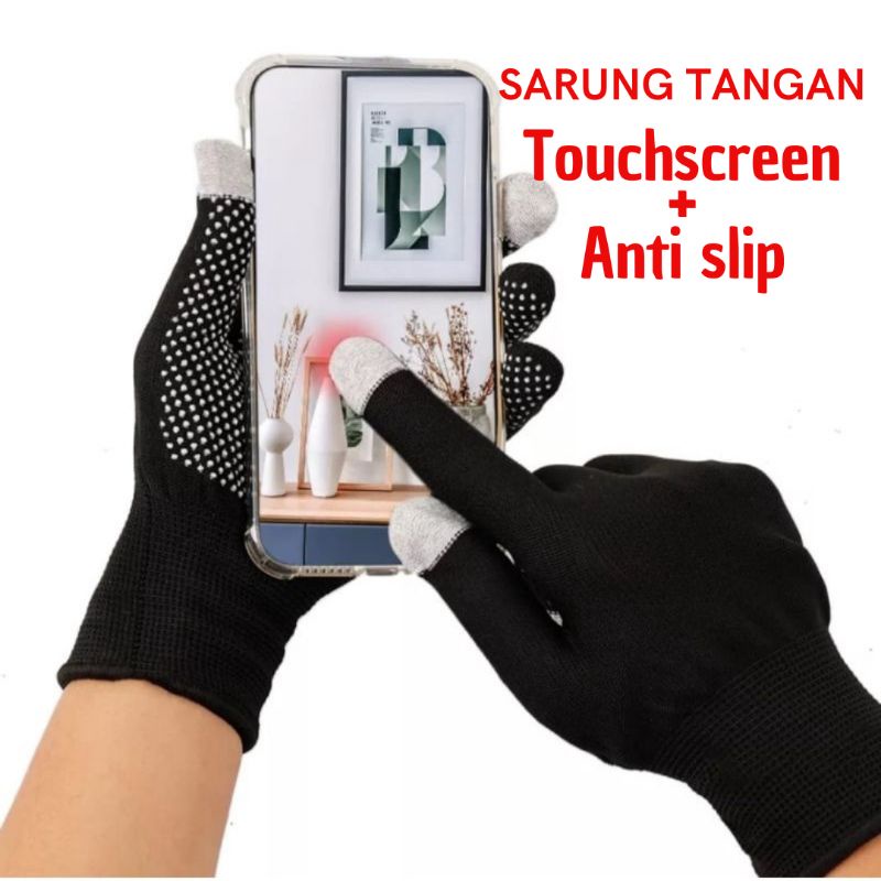 Sarung Tangan Touch Screen Anti Slip Rajut Layar Sentuh Touchscreen Hitam Mirip Iglove