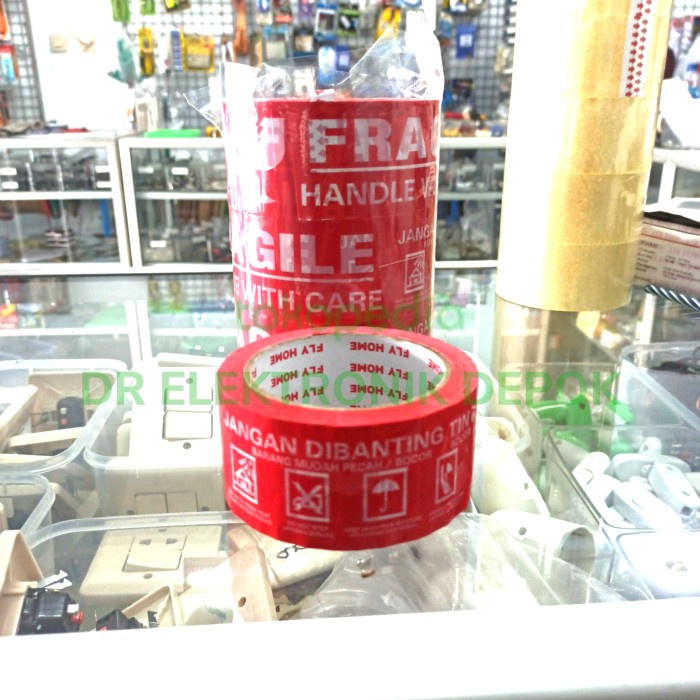 

Lakban Solasi besar Fragile merah 100 yard 48mm satuan 48mm x 100 yard -AP65