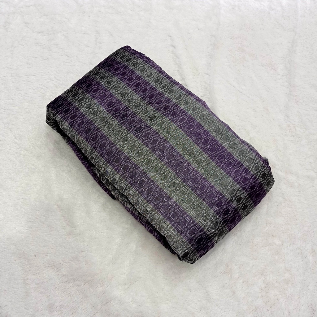 Kain Tenun Baltong Kristal Dobby Sutra Bugis Makassar Ungu Silver - Tenun Sengkang BGK-35 (Harga Per