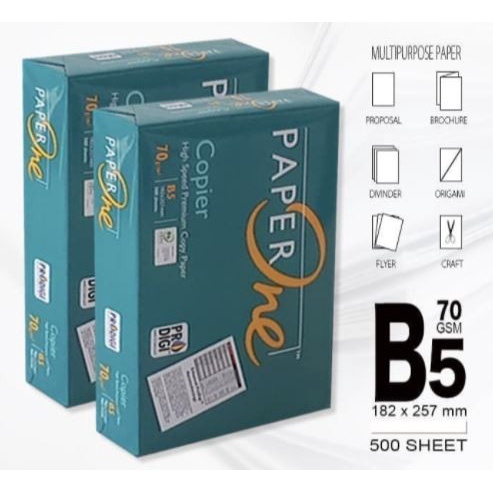 

PAPERONE B5 70 gr - Termurah! Kertas Fotocopy Print PaperOne B5 / Rim