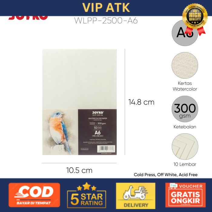 

Joyko WATERCOLOUR PAPER / Kertas Cat Air Lukis Acrylic A6 A5 A4 Joyko - A6
