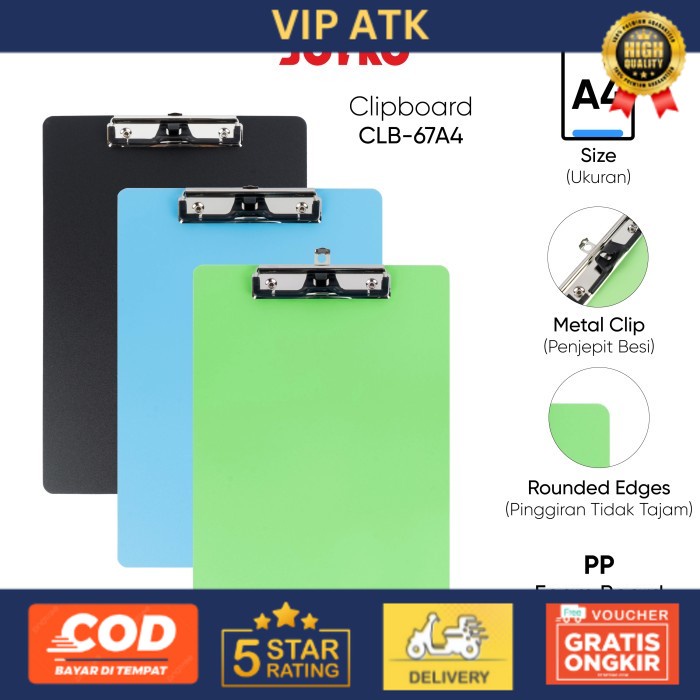 

Joyko Clipboard A4 F4 / Papan Jalan Alas Ujian FOAM BOARD Joyko - A4