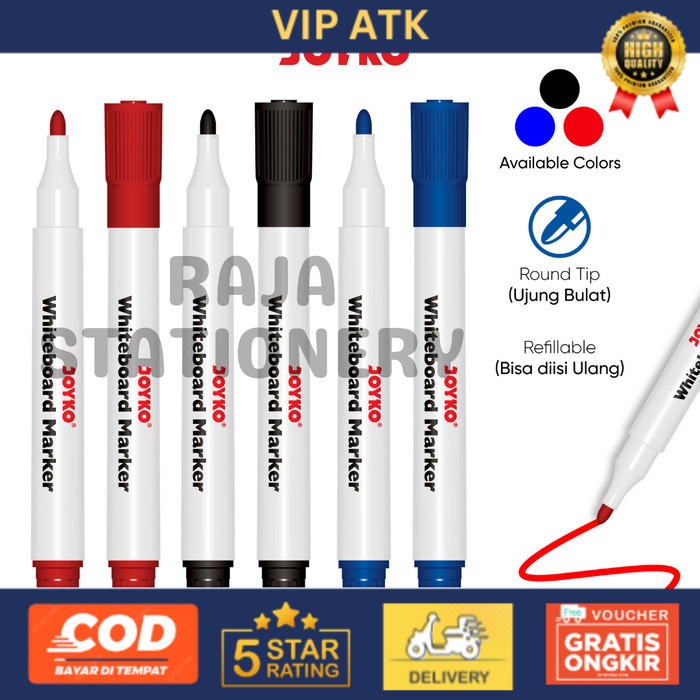 

Joyko Whiteboard Marker REFILLABLE / Spidol Papan Tulis BISA ISI ULANG - BLACK, REFILL SAJA