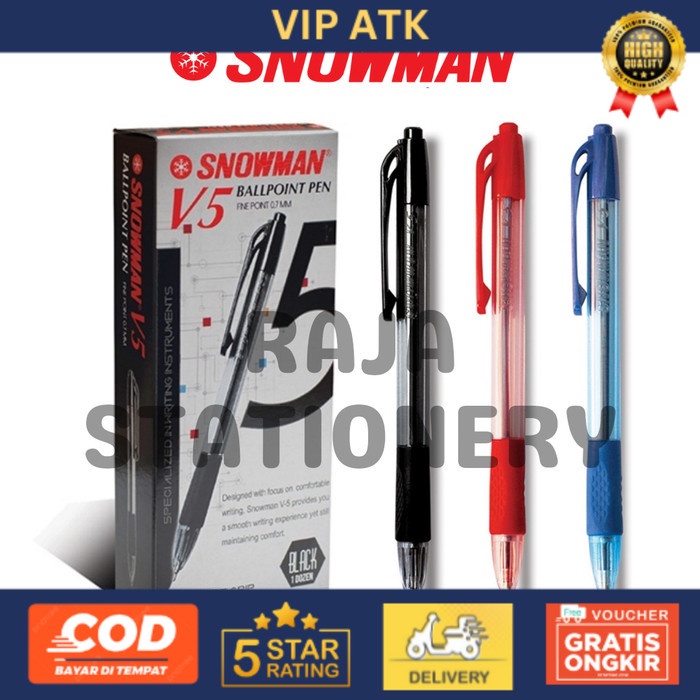 

SNOWMAN BALL PEN CLICKER PENA PULPEN CETEK SNOWMAN V5 LUSIN [12PCS] - BLACK