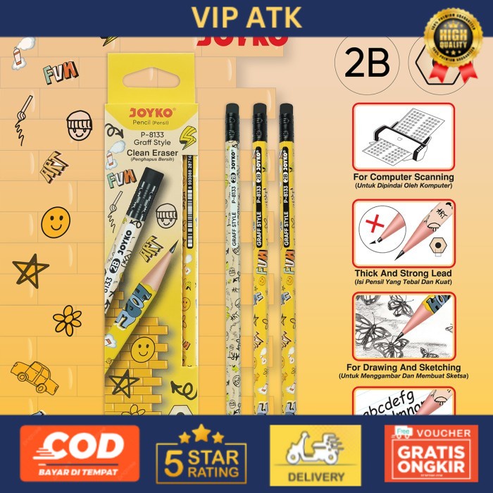 

JOYKO PENCIL PENSIL KAYU JOYKO 2B MOTIF ANAK LUCU UJIAN P-8133 [12PCS]