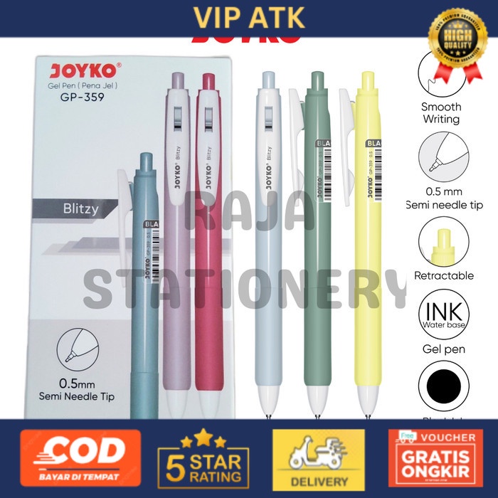 

JOYKO GEL PEN 0.5 BLACK PEN HITAM PULPEN JEL JOYKO GP-359 [12PCS]