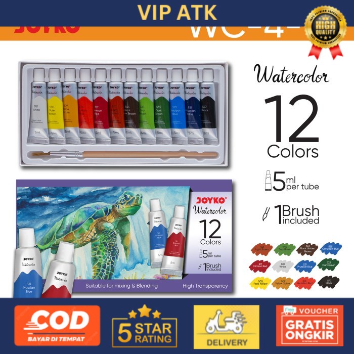 

Joyko Watercolour SET Cat Air Joyko Lukis Watercolor 12 24 Warna WC-4 - 12 Warna