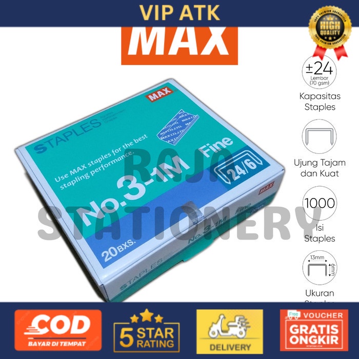 

MAX STAPLES NO.3 ISI STAPLER MAX No.3-1M ISI HEKTER BESAR [20PCS]