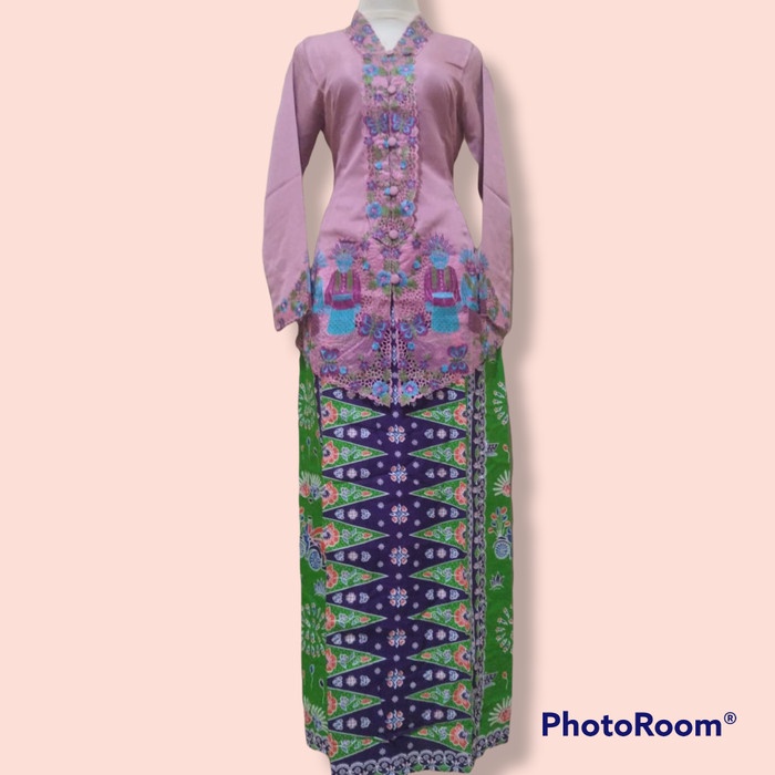 New kebaya encim polos ungu tua - 5, M