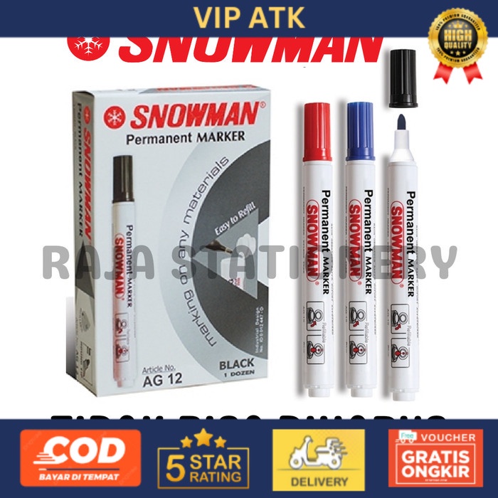 

SNOWMAN PERMANENT MARKER G-12 SPIDOL PERMANEN AG-12 HITAM BIRU [12PCS] - KECIL AG-12, BLUE alat tulis kantor atk