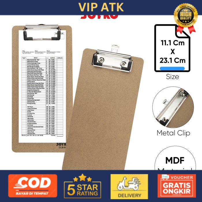 

Joyko Clipboard / Papan Jalan Alas Menu Kertas Ujian Joyko CLB-65 alat tulis kantor atk