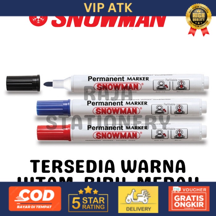 

Snowman Permanent Marker G-12 / Spidol Permanen AG-12 Hitam Snowman - KECIL AG-12, BLUE alat tulis kantor atk