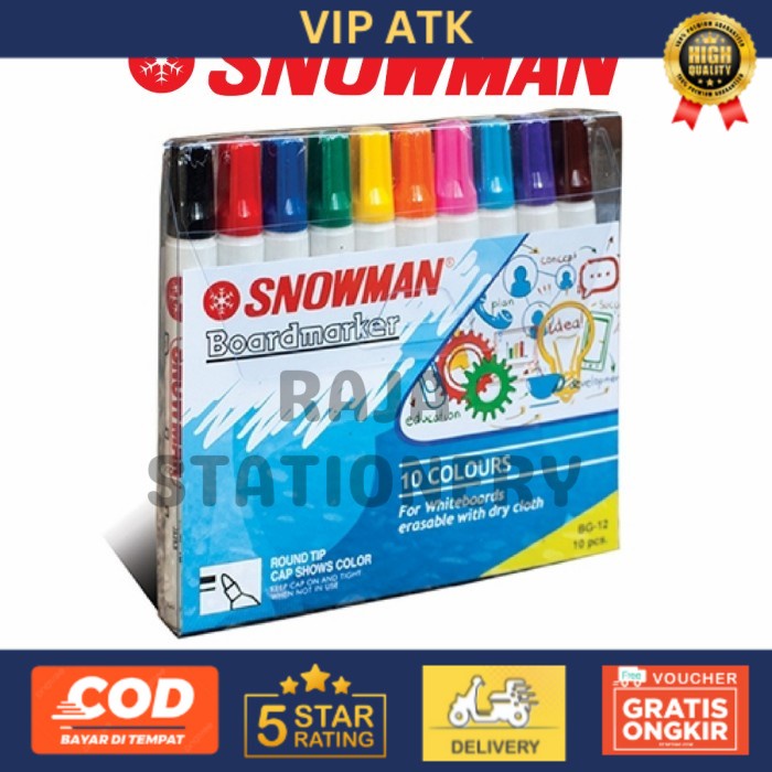 

Snowman Colour Whiteboard Marker 10 WARNA / Spidol Warna Snowman alat tulis kantor atk