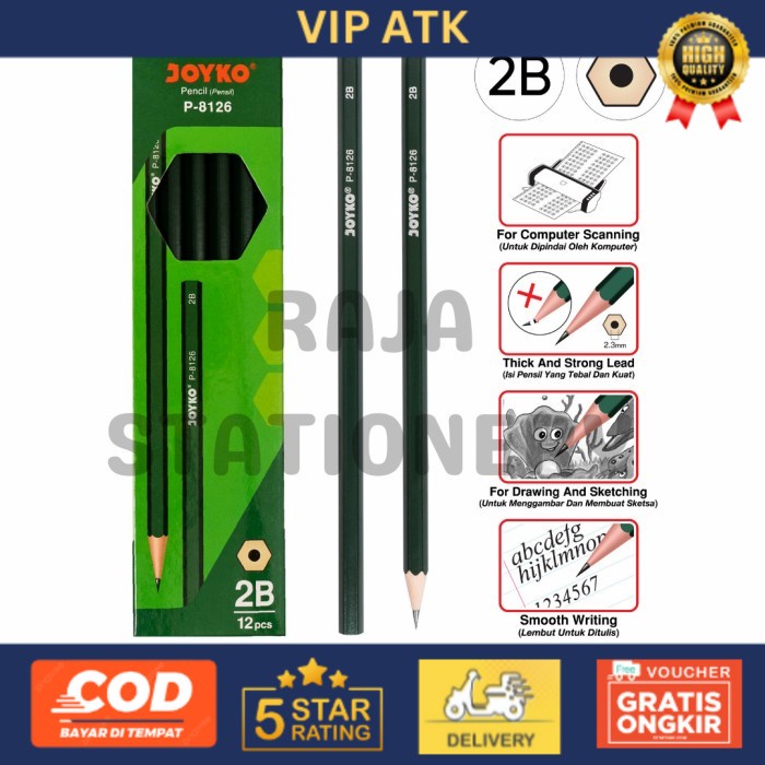 

JOYKO PENCIL PENSIL KAYU JOYKO 2B KOMPUTER UJIAN P-8126 [12PCS] alat tulis kantor atk