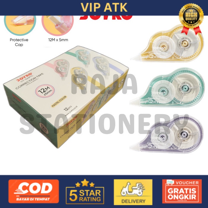 

JOYKO CORRECTION TAPE 12m TIPEX KERTAS JOYKO CT-522 PASTEL [12PCS] alat tulis kantor atk