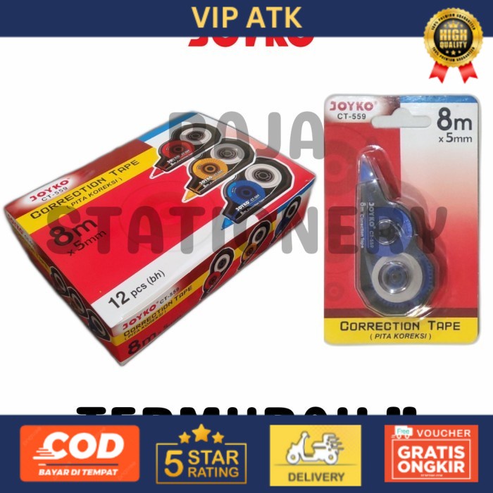 

JOYKO CORRECTION TAPE 8m TIPEX KERTAS JOYKO TIPE X TIP CT-559 [12PCS] alat tulis kantor atk