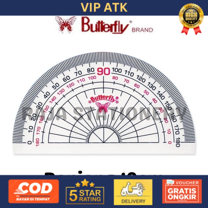 

Butterfly Protractor 180° Penggaris Busur 180° Butterfly Derajat - 10cm alat tulis kantor atk