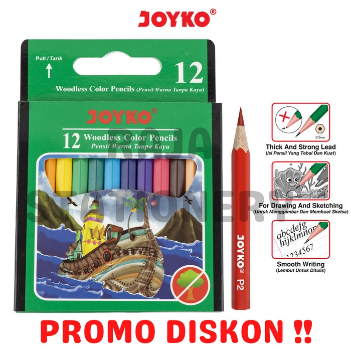 

Joyko Colour Pensil 12 Colours / Pensil Warna Joyko 12 Pendek CP-107 alat tulis kantor atk