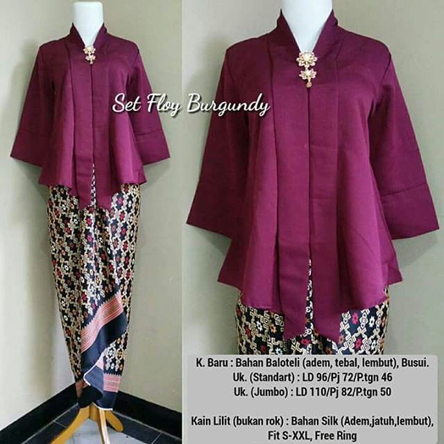 

New Setelan Kebaya Floy Kutu Baru Burgundy