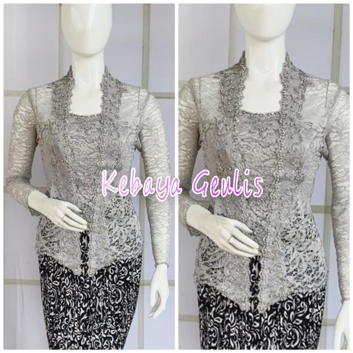 New atasan kebaya kutubaru warna nude +longtorso - silver, S