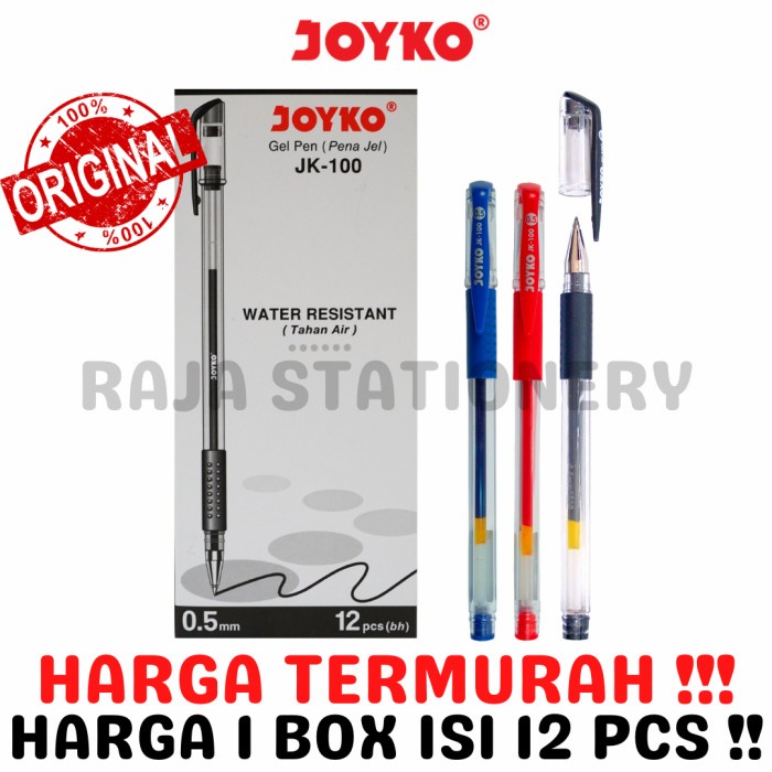 

JOYKO GEL PEN JK-100 PEN PULPEN PENA JOYKO HITAM BIRU MERAH [12PCS] - Hitam alat tulis kantor atk