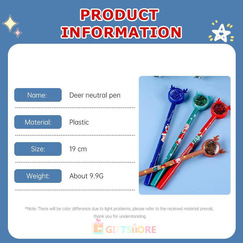 

✨COD Pena Gel Payet Rusa Natal Kreatif Alat Tulis Kartun Hati Feminin-GS