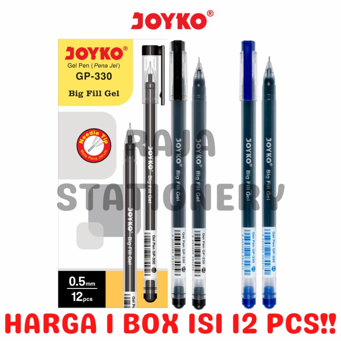 

JOYKO GEL PEN BIG FILL GEL 0.5MM PENA PULPEN JOYKO JEL GP-330 [12PCS] - Hitam alat tulis kantor atk