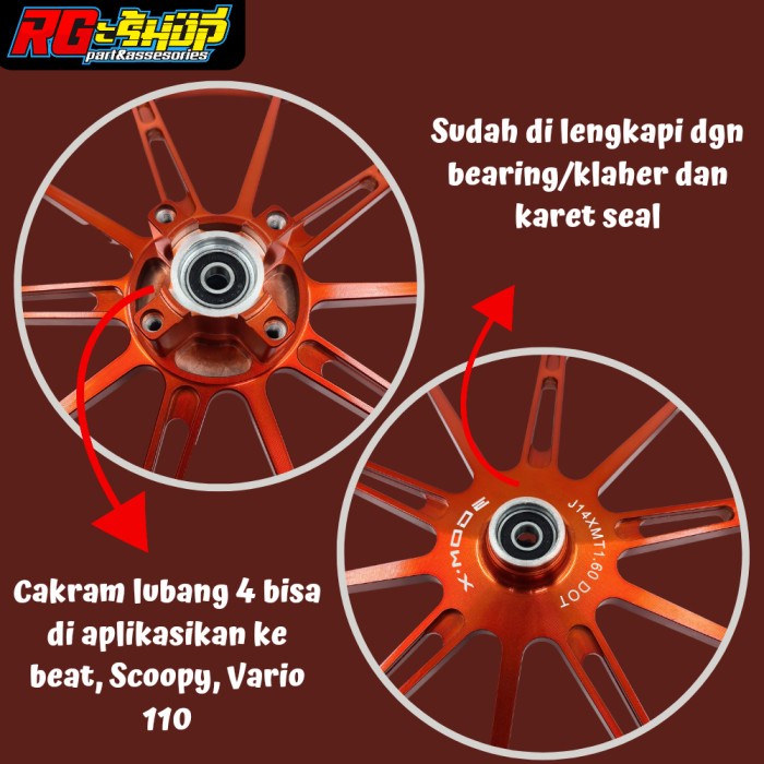 velg alumunium xmode x-mode beat scoopy Vario 110 LED  vietnam - Hitam