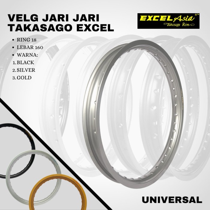Velg takasago excel asia 160 ring 18 - Hitam